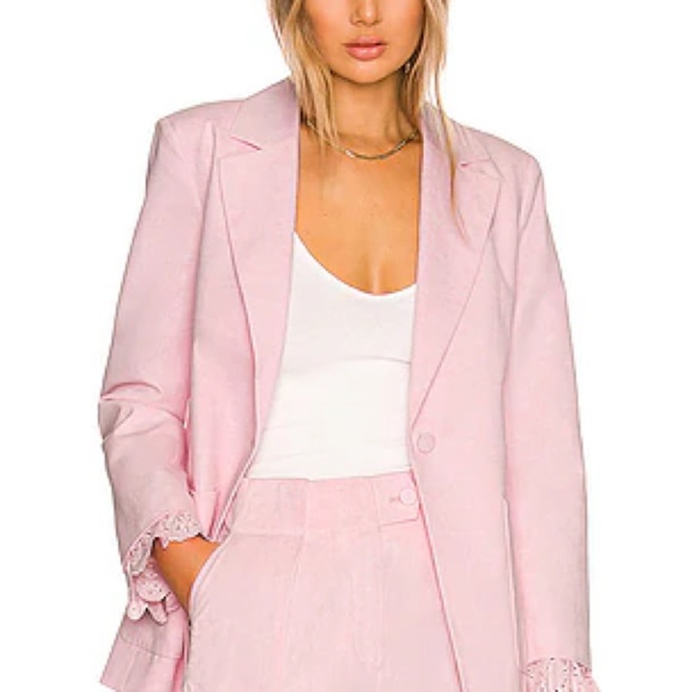 Something Navy Pink Blazer with Notched Lapels